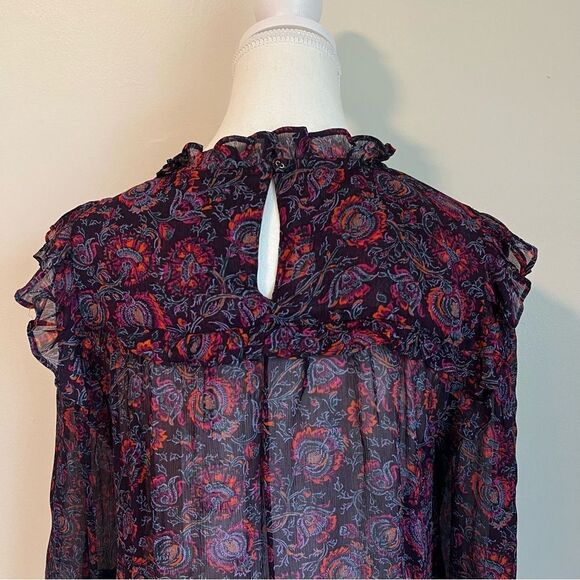 CLEOBELLA Fiorella Blouse NEW Size Medium Floral Long Sleeve Purple - Picture 9 of 13